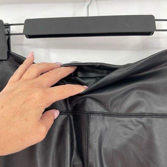 New York & Company Faux Leather Skinny Pants High Rise Stretch Women Large Black - Picture 3 of 6